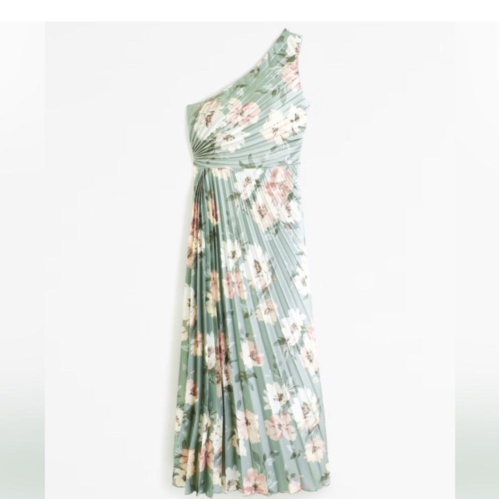 Abercrombie & Fitch One-Shoulder Floral Dress in Sage
